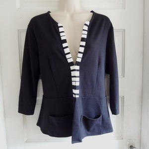 Julienne W Weston Wear Black & White Stretch Cardigan Jacket L